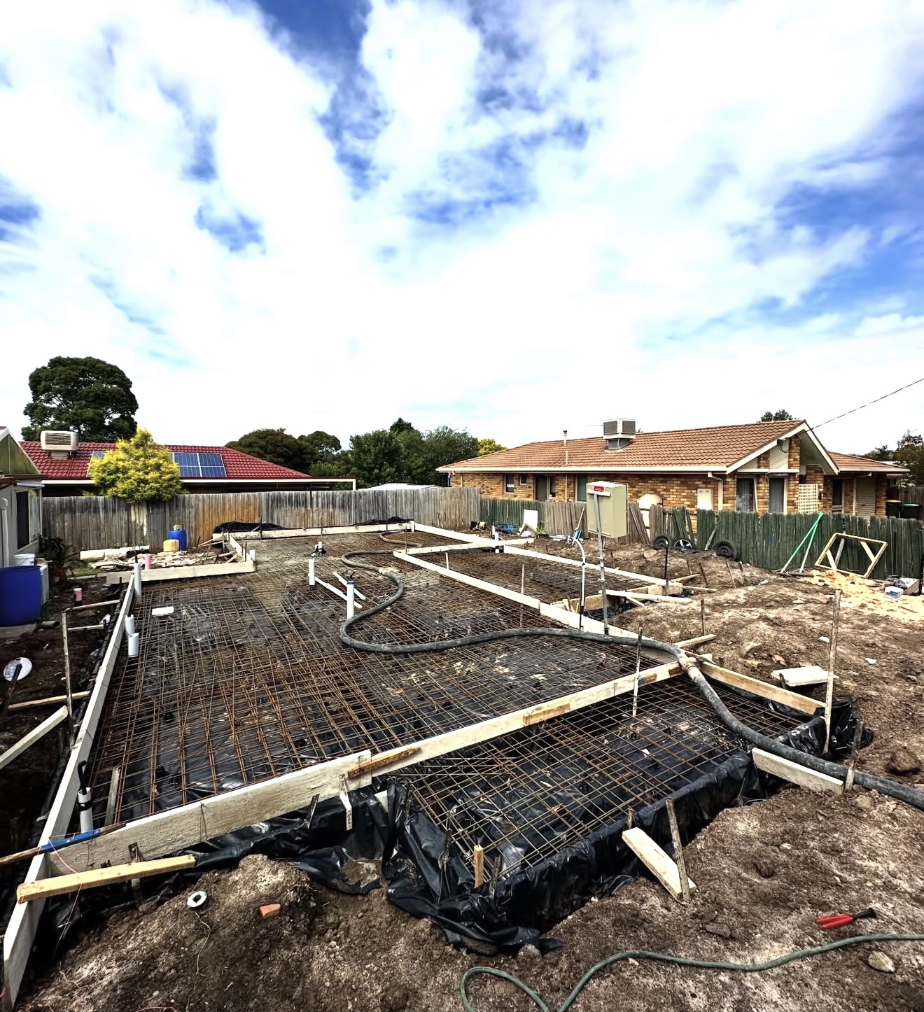 Slab preparation with rebar and formwork